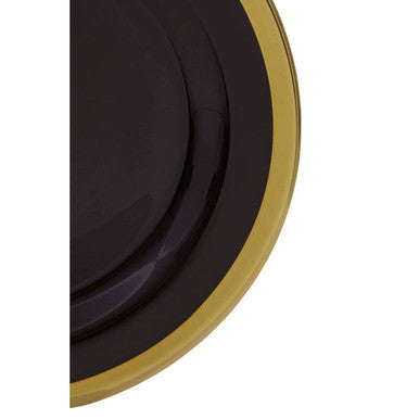 Black Glass Dinner Plate with Gold Rim