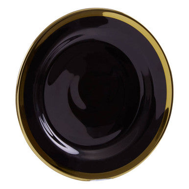 Black Glass Side Plate with Gold Rim