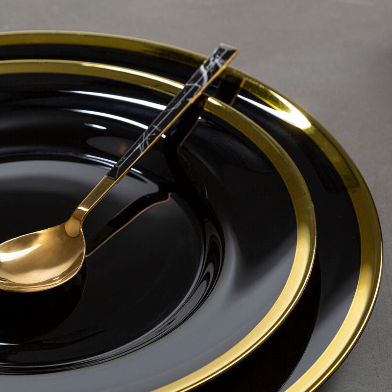 Black Glass Side Plate with Gold Rim