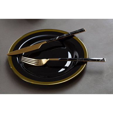 Black Glass Side Plate with Gold Rim