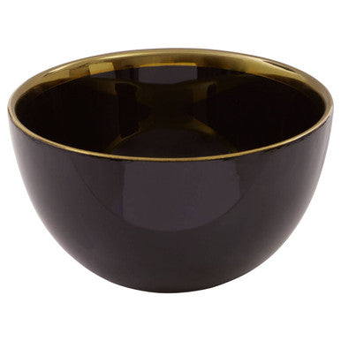 Black Glass Bowl with Gold Rim