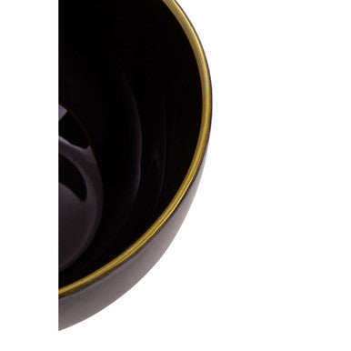 Black Glass Bowl with Gold Rim