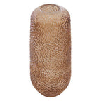 Large Embossed Amber Glass Vase
