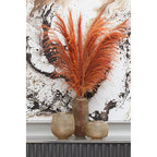 Large Embossed Amber Glass Vase