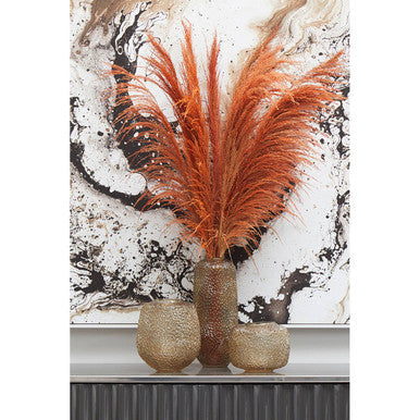 Large Embossed Amber Glass Vase