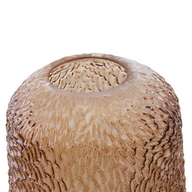 Large Embossed Amber Glass Vase