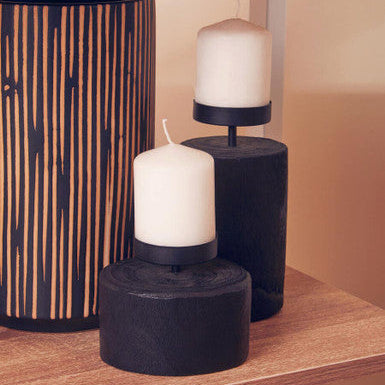 Black Camphor Wood Large Candle Holder