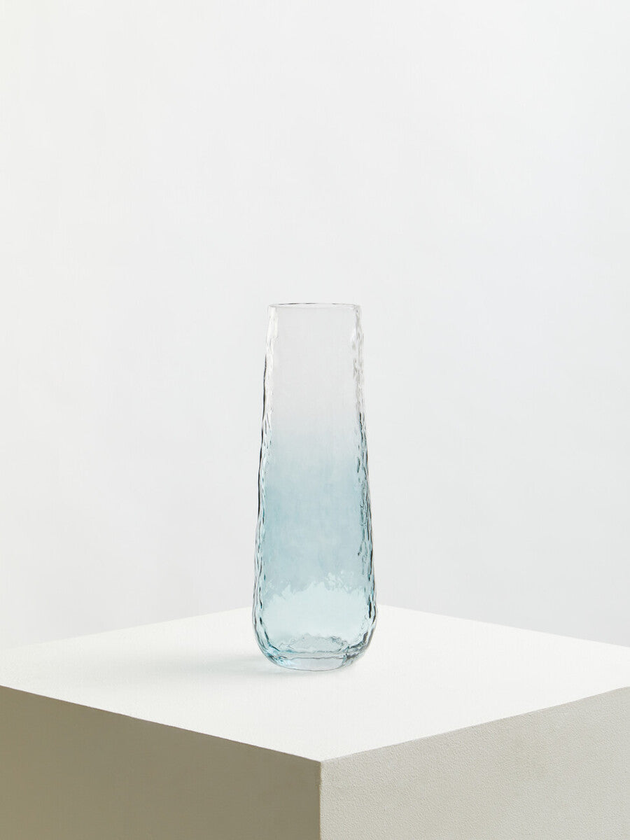 Large Blue Ombre Glass Vase