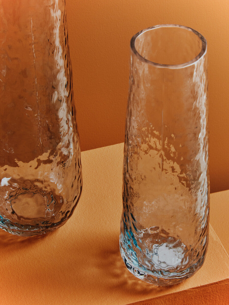 Large Blue Ombre Glass Vase