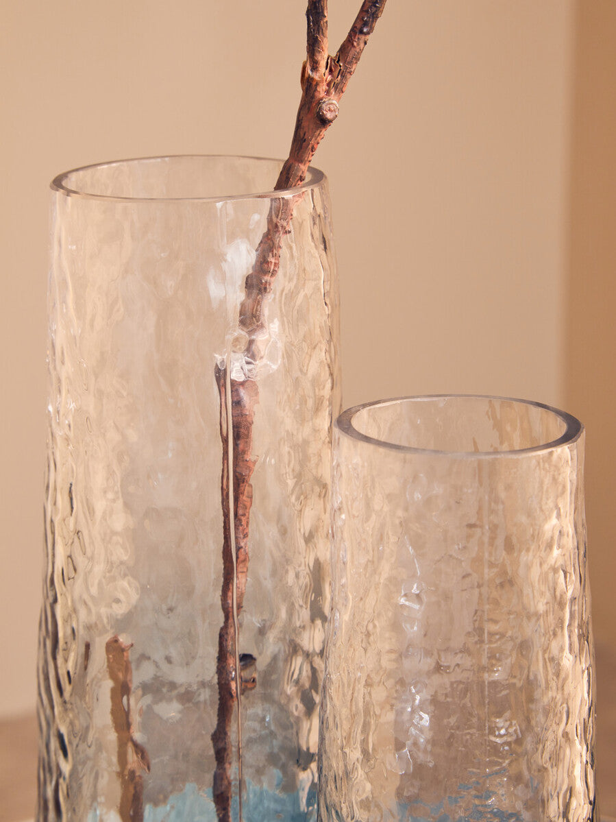 Large Blue Ombre Glass Vase