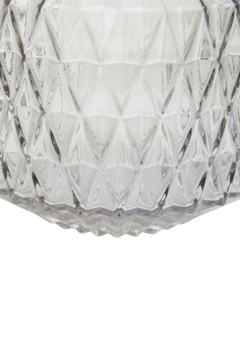 Diamond-Cut Small Grey Glass Vase