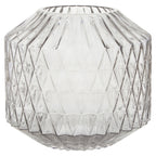 Diamond-Cut Large Grey Glass Vase