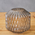 Diamond-Cut Large Grey Glass Vase