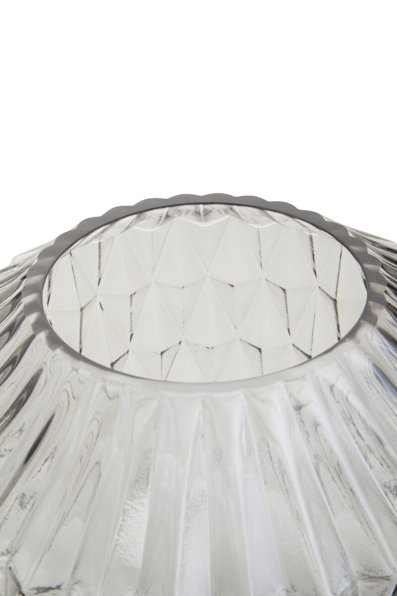 Diamond-Cut Large Grey Glass Vase