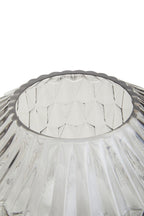 Diamond-Cut Large Grey Glass Vase