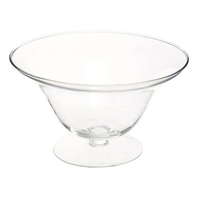 Clear Glass Fluted Bowl with Footed Base