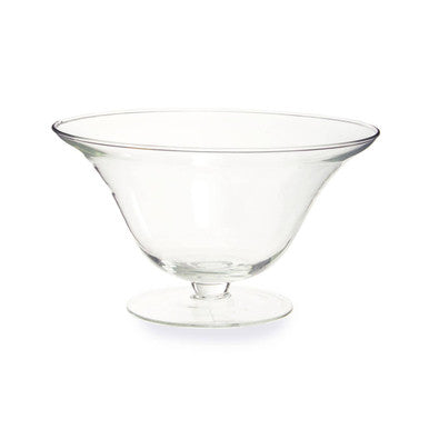 Clear Glass Fluted Bowl with Footed Base