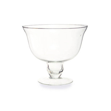 Clear Glass Footed Bowl with Tulip Shape