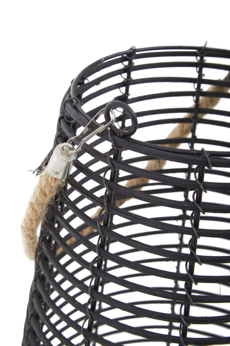 Large Black Rattan Lantern