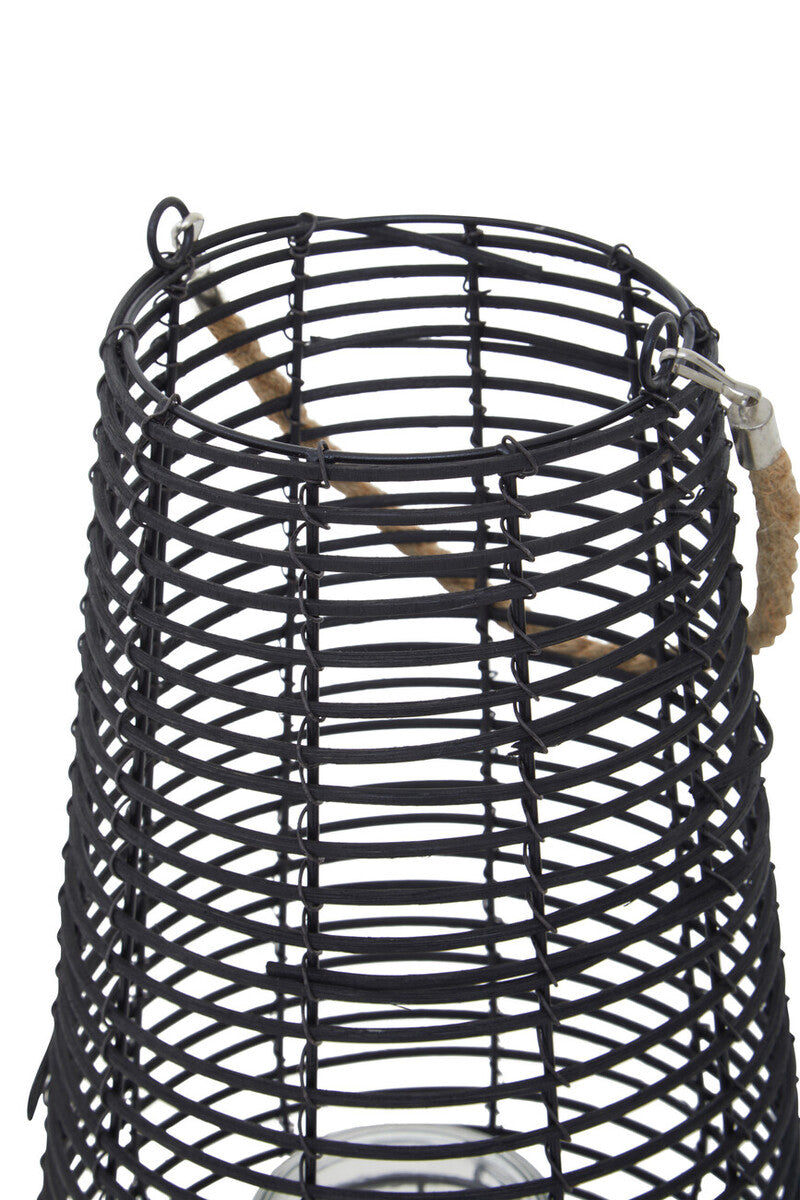Large Black Rattan Lantern