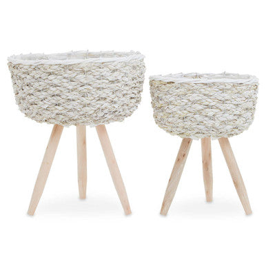 Set of Two White Planters