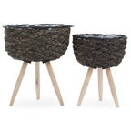 Set of Two Black Planters