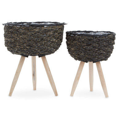 Set of Two Black Planters