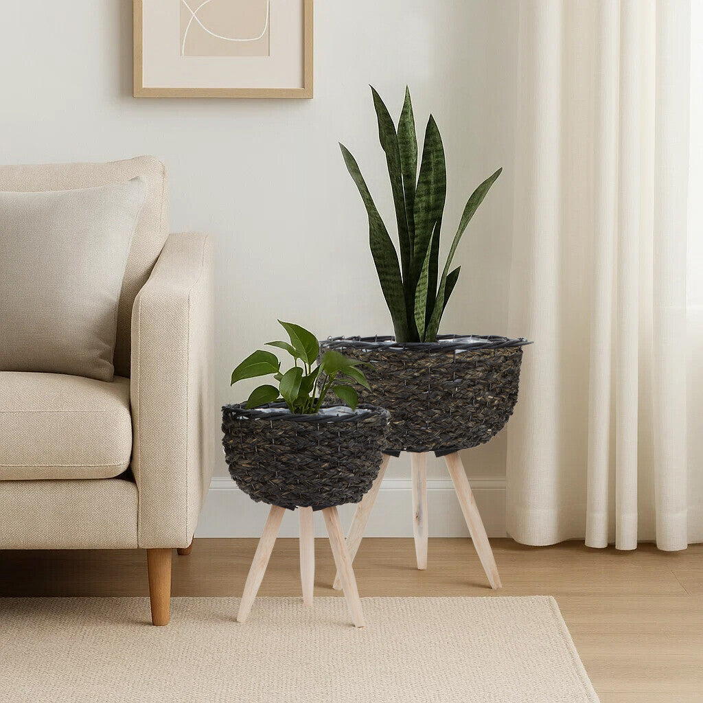 Set of Two Black Planters