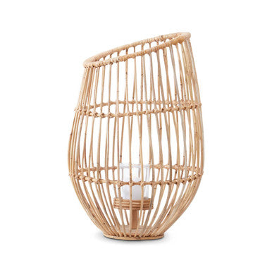 Natural Woven Lantern with Black Accents