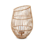 Natural Woven Lantern with Black Accents