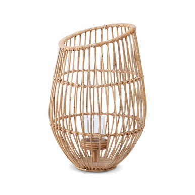 Natural Woven Lantern with Black Accents