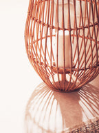 Natural Woven Lantern with Black Accents