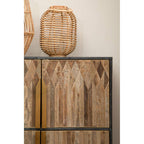 Natural Woven Lantern with Black Accents