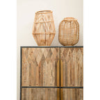 Natural Woven Lantern with Black Accents
