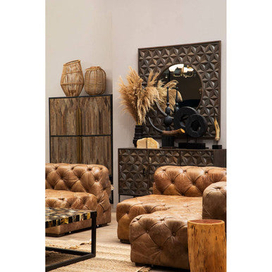 Natural Woven Lantern with Black Accents