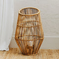 Natural Woven Lantern with Black Accents