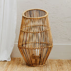 Natural Woven Lantern with Black Accents