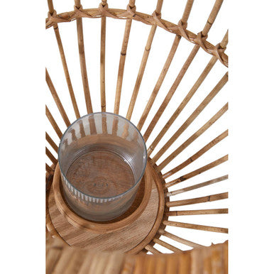 Natural Woven Lantern with Black Accents