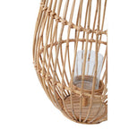 Natural Woven Lantern with Black Accents