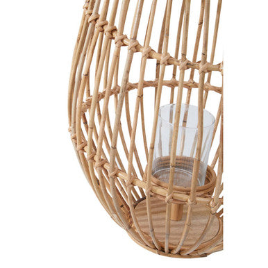 Natural Woven Lantern with Black Accents