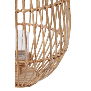 Natural Woven Lantern with Black Accents