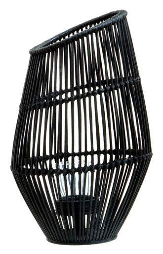 Large Black Natural Rattan Lantern