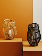 Large Black Natural Rattan Lantern