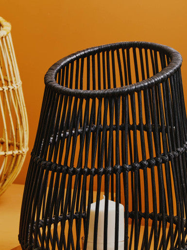 Large Black Natural Rattan Lantern