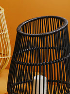 Large Black Natural Rattan Lantern