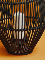 Large Black Natural Rattan Lantern