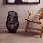 Large Black Natural Rattan Lantern