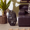 Large Black Natural Rattan Lantern