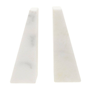 Set of 2 White Marble Bookends