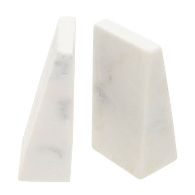 Set of 2 White Marble Bookends
